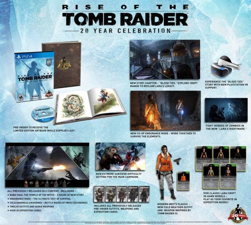 Rise of The Tomb Raider 20 Year Celebration todos detalhes