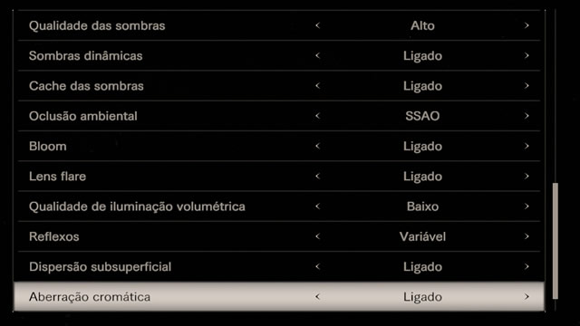 Opções gráficas do Resident Evil 7 demo