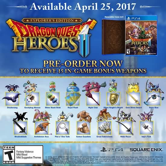 Edição especial do PS4 do Dragon quest Heroes 2