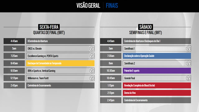 Horários das competições do Rainbow Six Siege 2017
