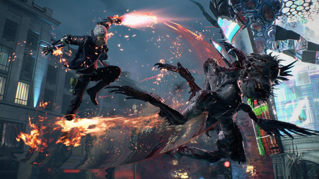 Nero atacando demônio em DMC 5