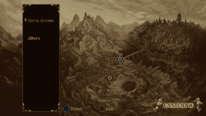 Mapa de Cvstodia, em Blasphemous