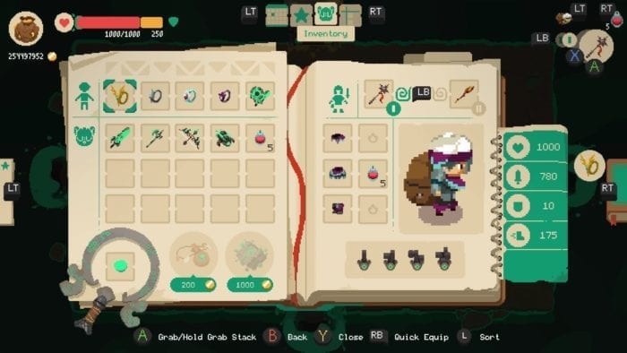 Moonlighter inventory