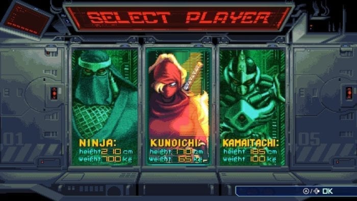 Ninja Saviors seleção de personagens