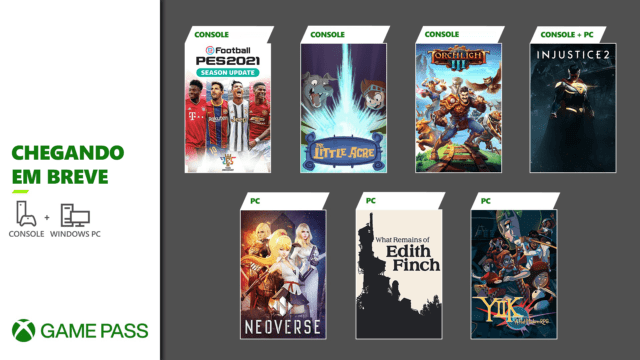 Xbox Game Pass no Injustice 2, PES 202 e Torchlight III