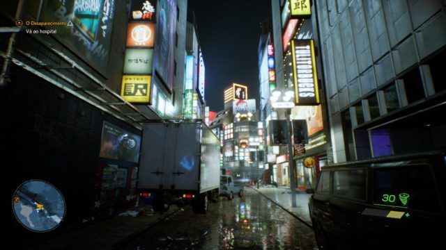 Rua inicial do jogo, na cidade de Shibuya