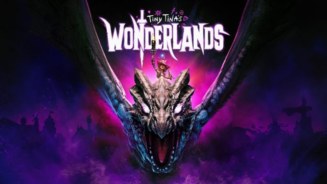 Arte Oficial do jogo com Tiny Tina cavalgando um dragão