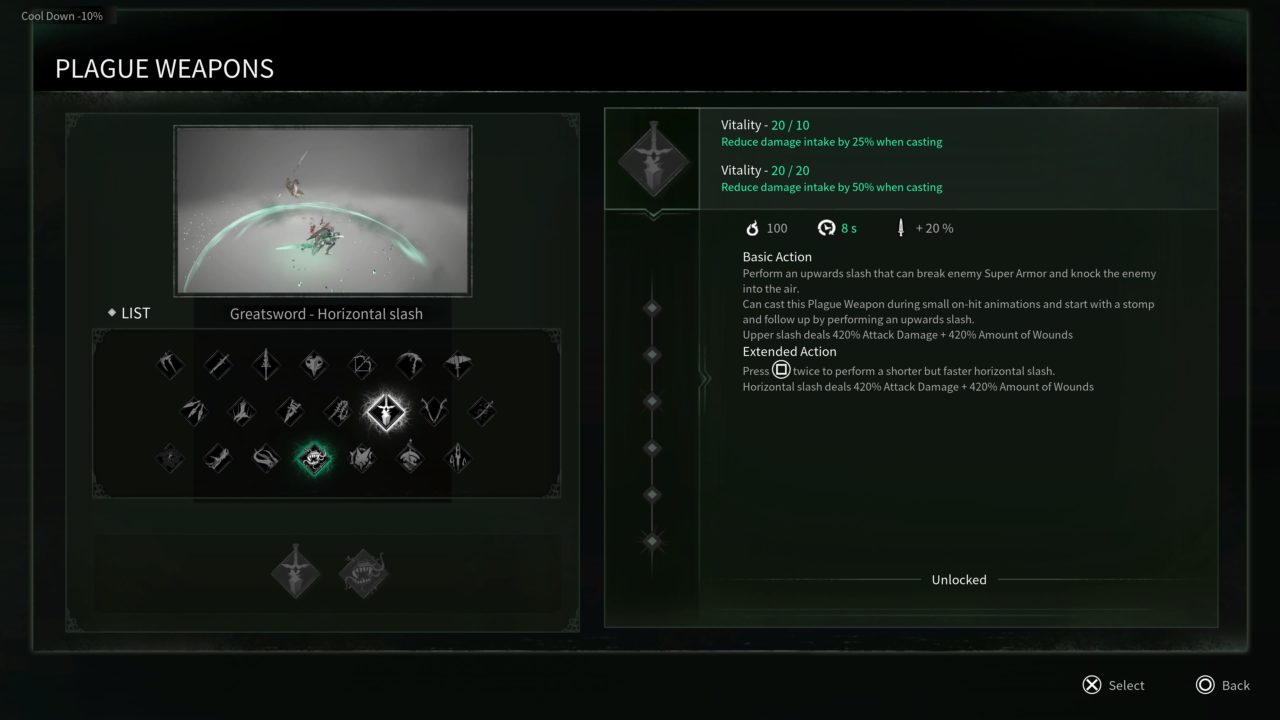 Menu Armas de Praga Thymesia