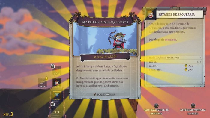 A tela mostra um cartão com a descrição de uma nova classe de personagem