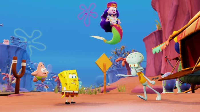 Bob Esponja, Madame Kassandra e Lula Molusco em discutem