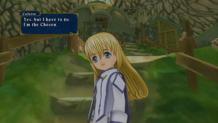 Colette, em frente à uma igreja em Tales Of Symphonia Remastered.