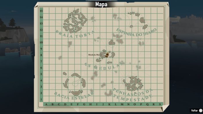 Mapa das ilhas no jogo
