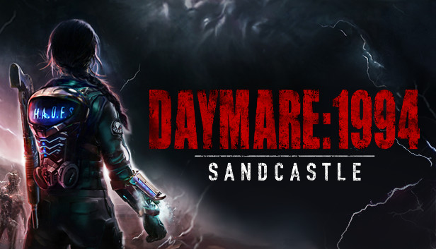 Logo do jogo Daymare 1994 Sandcastle com a personagem Reyes no canto esquerdo