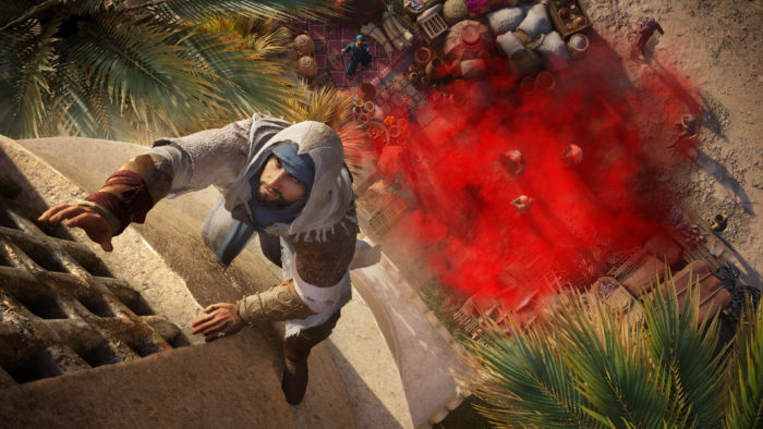 Basim escala uma parede em Assassin's Creed Mirage