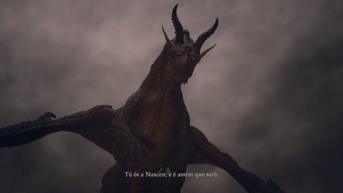 A imagem mostra o Dragão, principal inimigo do jogo.