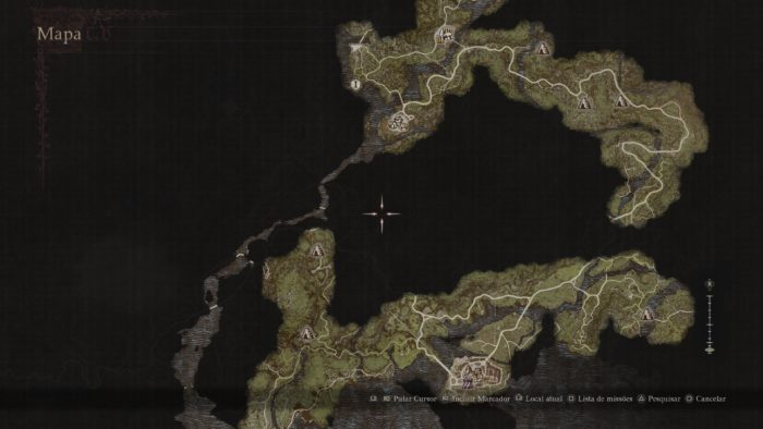 A imagem mostra uma porção do mapa de Dragon's Dogma 2.