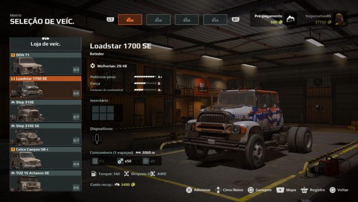 Imagem da tela de seleção de veículos em Expeditions A Mudrunner Game