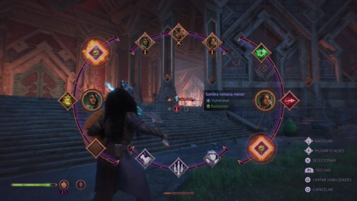 A imagem mostra a tela de seleção de habilidades em Dragon Age The Veilguard.