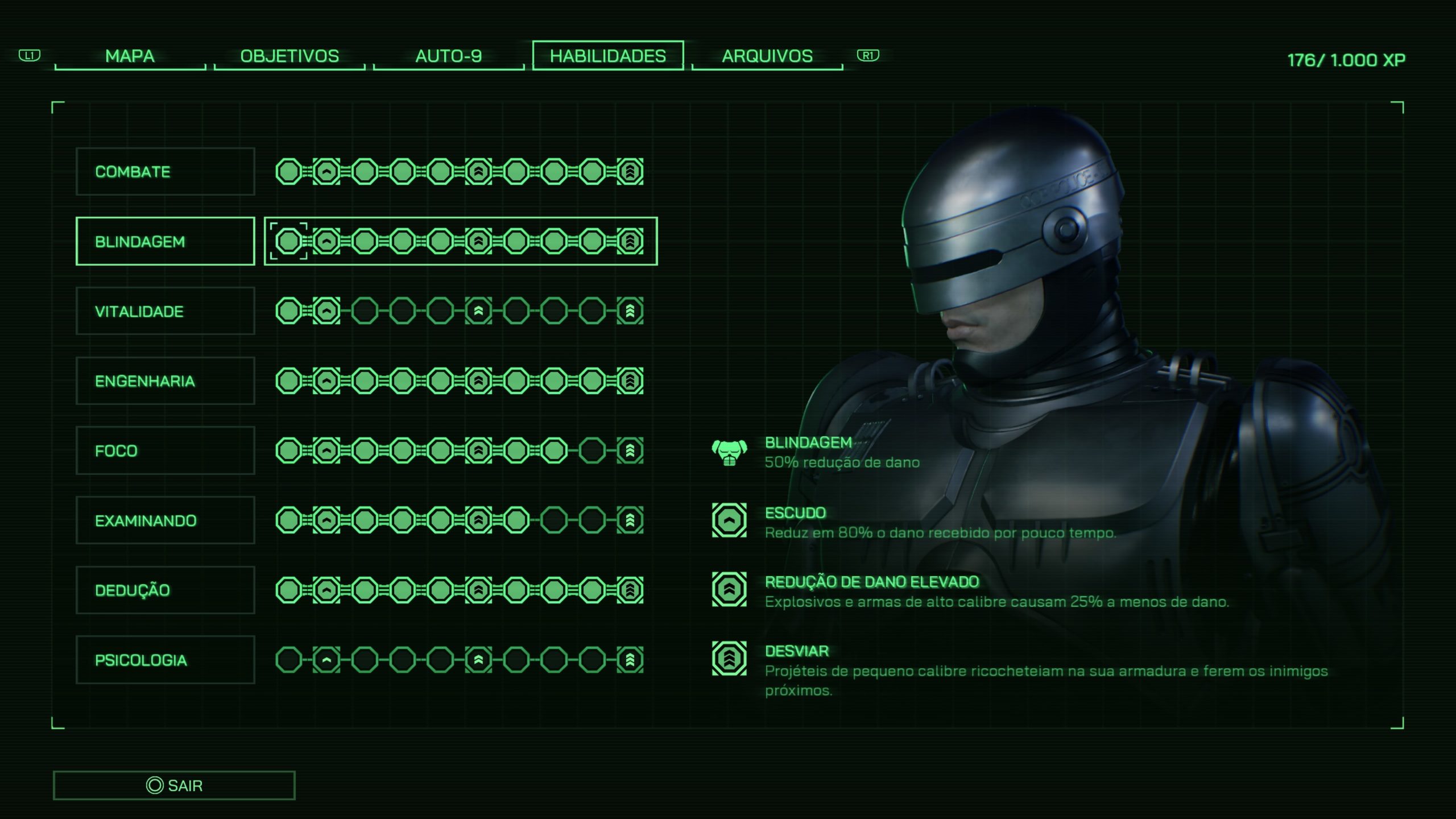 Habilidades em Robocop: Rogue City
