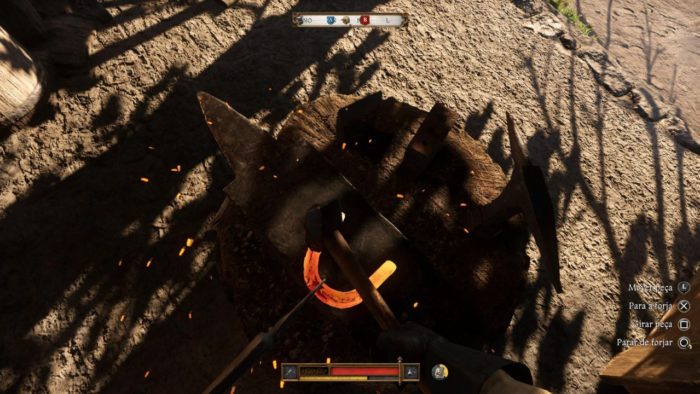 Henry forja uma ferradura em Kingdom Come Deliverance 2