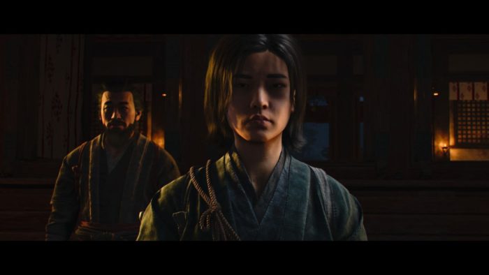 Naoe, a protagonista de Assassin's Creed Shadows, com seu pai. 